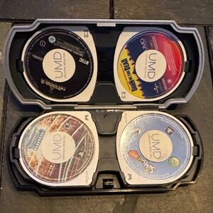 Sony PSP UMD 2 Movies 6 Games lot - with Black Case